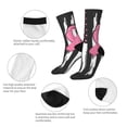 thumbnail image 4 of Wukai Ribbon Breast Cancer Awareness Print Contrast Color Mid-tube Socks, 3D Printing Design Adult Socks, High Elastic Breathable Sports Socks, Suitable for Daily,Unisex, 4 of 6