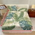 thumbnail image 3 of Xoenoiee Tropical Monstera Palm Leaves Print 3 Pieces Fitted Sheet Set with 2 Pillowcases, Soft Microfiber Wrinkle-Free Bed Sheets with Elastic Band for Bedroom Decor, Twin Size, 3 of 7