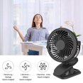 thumbnail image 4 of Qhui Mini USB Ventilador, Tragbarer Clip Tischventilator mit 2800mAh Wiederaufladbare Batterie, 3 Geschwindigkeitsstufen, 360° Drehung Leise Tischventilatoren Klein für Schlafzimmer, Büro, Kinderwagen Vhermosa Ventiladores, 4 of 6