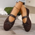 thumbnail image 4 of Women's 2026 Summer Loafers Solid Color Round Closed Toe Closed Back Buckle Accent Soft Sole Slip On Lightweight Cushioned Orthopedic Arch Support Wide Toe Box Comfort Walking Daily Footwear Brown 41, 4 of 9