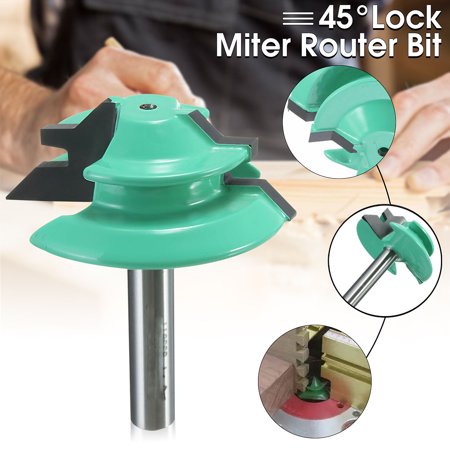 45° Deg 1/4'' Shank 1-1/2'' Dia Lock Miter Router Bits For Woodworking Cutter Power Tools Milling