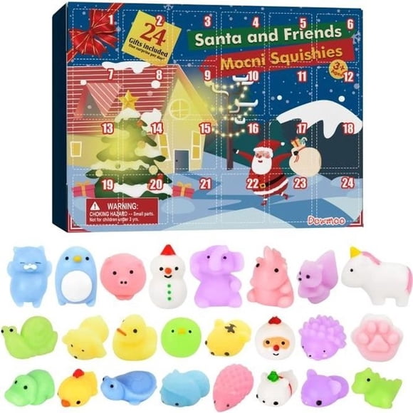 Calendrier de l'Avent PIMPIMSKY 2022 pour Enfants, Jouets Anti-Stress Mochi à Presser, Boîte Cadeau de Jouets de Compte à Rebours 24 Pcs