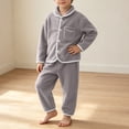 thumbnail image 4 of OGLCCG Unisex Kids Fleece Outfits 2 Piece Plush Lounge Set for Boys Girls Button Down Shirt and Pants Fall Winter Matching Clothing Sets 6M-14 Years, 4 of 8