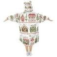 thumbnail image 2 of FORMRS Wearable Blanket Hoodie with Sleeves for Kids Cozy Flannel Sweatshirt, Red Christmas House, 2 of 7