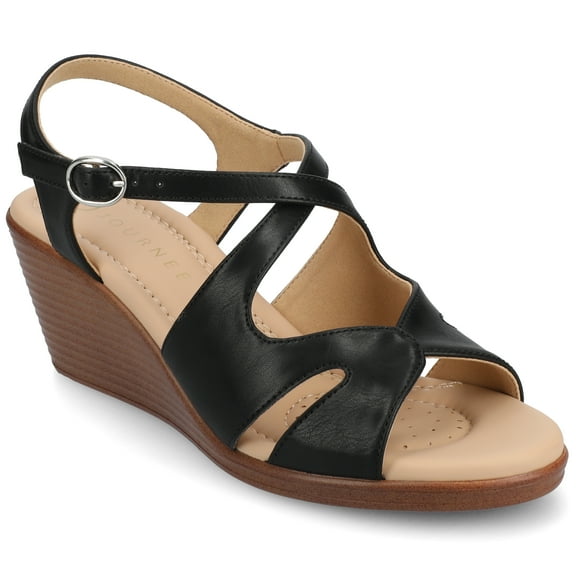 Journee Womens KedzieII Ankle Strap Wedge Sandals, Widths Available