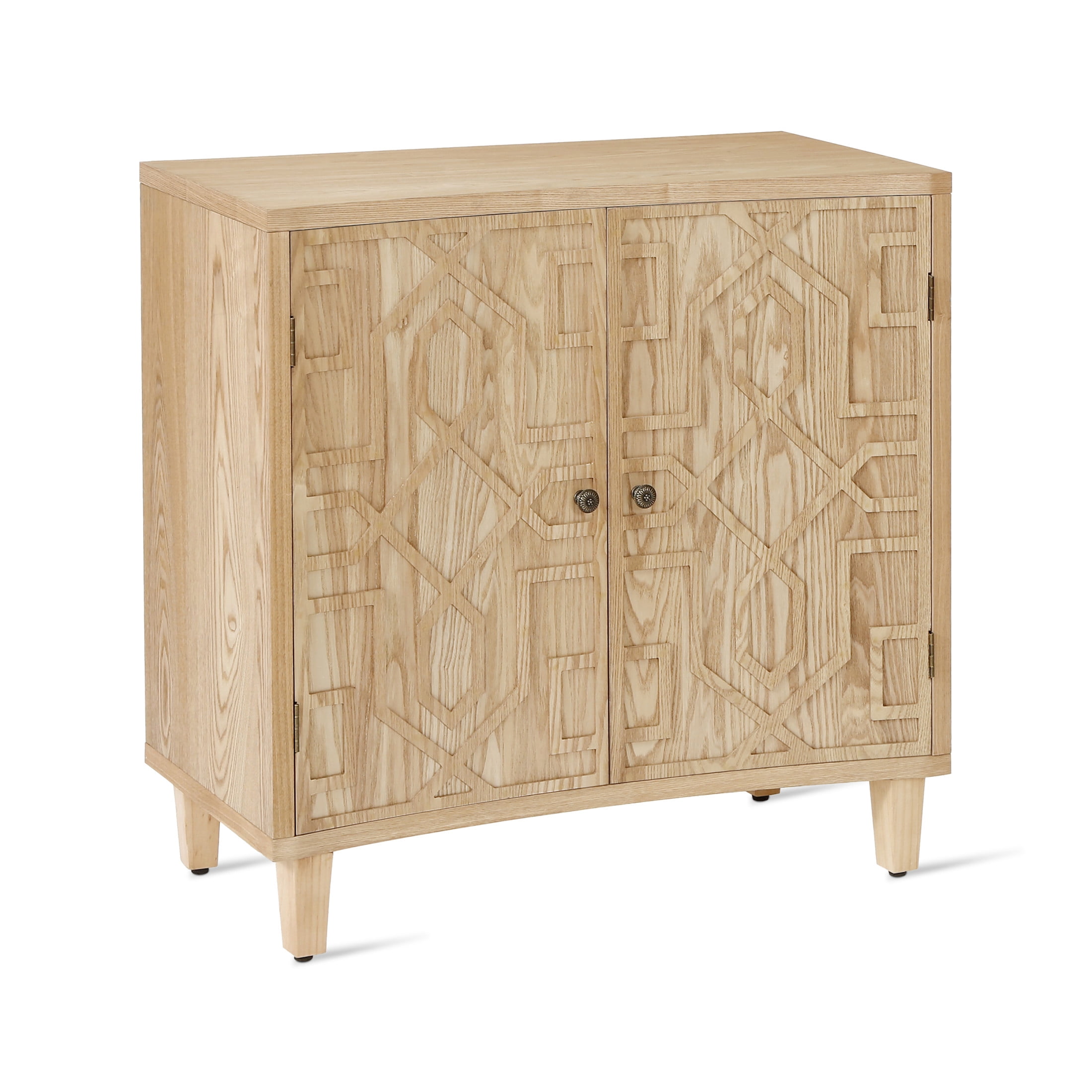 Christopher Knight Home Modern Moroccan Accent Cabinet, Geometric Wood Doors, Copper Knob, Adjustable Shelves, Natural