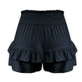 thumbnail image 4 of Plebaso Women's Shorts Ruffle Elastic Waist Flowy Skirts with Shorts Pleated Casual Solid Color Skorts, 4 of 6