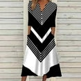 thumbnail image 2 of Gibobby Vestido casual de punto para mujer Womens Casal Plus Size Summer Boho Chiffon Print Midi Skater Dress With Ruffle Sleeve NEM297(Negro,G), 2 of 5