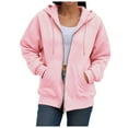 thumbnail image 2 of Quealent Zip up Womens Hoodies with Zippers Zipper Jacket Plus Size Womens Sweatshirts and Hoodies Casual Crew Neck Long Sleeve Plain Pullover Tops Pink for Size M, 2 of 9