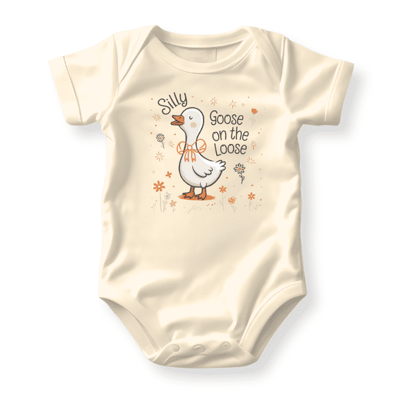 Silly Goose On The Loose Baby Bodysuit, Newborn Outfit, Baby Clothes, Gift for Children 18m Natural