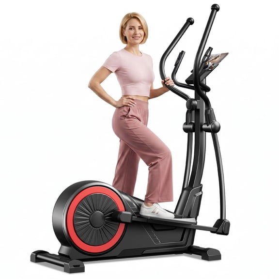 ROBORE Magnetic Elliptical Machine for Home, 16 Resistance Levels, 17" Stride, Heart Rate Grips, 350 lbs Capacity, Quiet Cardio Trainer