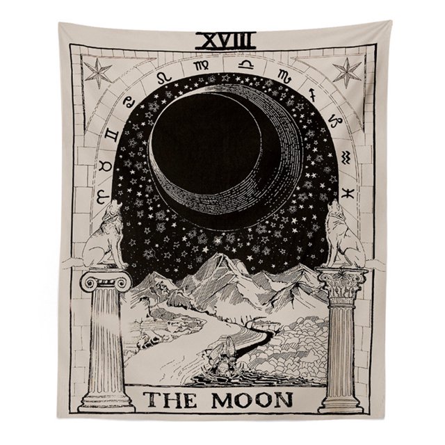 Toystoory Tapiz de adivinación europea, tapiz de la luna, la estrella, el sol, tapices para colgar en la pared, decoración misteriosa para el Decoración del hogar dos