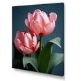 thumbnail image 2 of Designart "Minimalistic Pink Tulip Blooms" Floral Canvas Wall Art - Traditional Pink Tulips Entryway Wall Art Print, 2 of 6