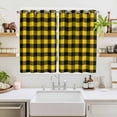 thumbnail image 2 of Black Yellow Plaid Kitchen Curtains 72 Inch Length, Retro Country Buffalo Check Gingham Grommet Top Bedroom Living Room Curtains, Light Filtering Cafe Curtain Drapes 2 Panels Set 104''x72'', 2 of 9