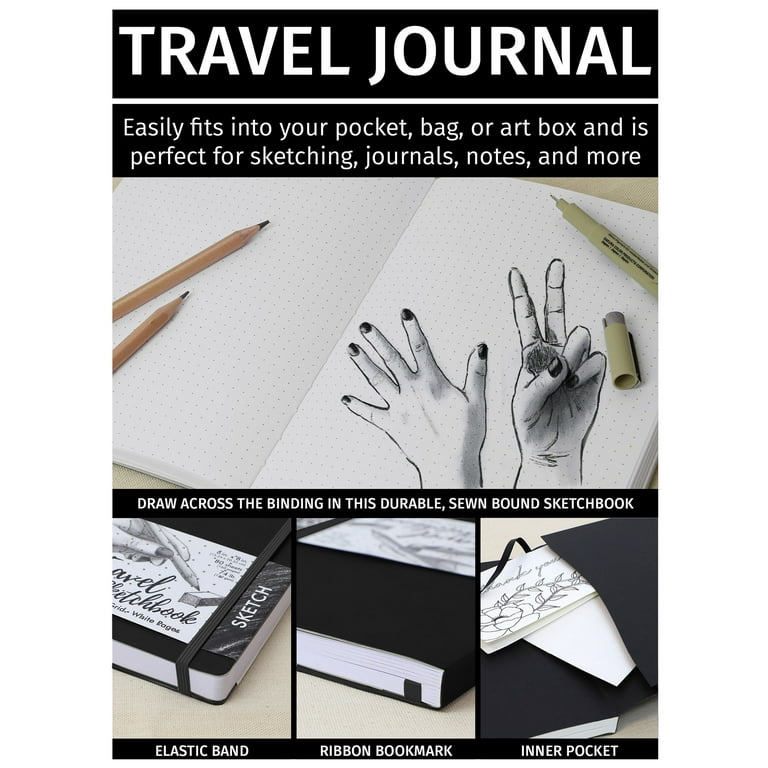 5.5 x 8 Black Hardbound Sketchbook - Drawing Paper Pads - Art Supplies & Painting