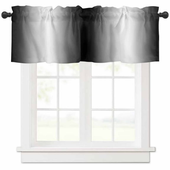 nqOlkjepod Black White Ombre Farmhouse Short Window Curtain Valances, Modern Minimalism Gradient Abstract Rod Pocket Kitchen Valances for Living Room Bedroom Bathroom Cafe, 1 Panel - 60" x 18"
