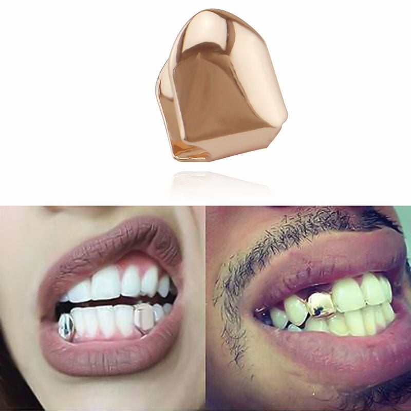 2 Pieces Grillz Mouth Teeth, Hip Hop Teeth Plain , Top Tooth Single Grill Cap gold 【当店一番人気】