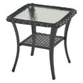 thumbnail image 6 of Gymojoy Outdoor Side Table with Storage Wicker Patio Side Table, Tempered Glass Top End Table for Balcony Porch Deck,Black, 6 of 8