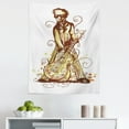 thumbnail image 1 of Music Tapestry, Illustration of a Musician in Floral Details Swirls and Strokes, Fabric Wall Hanging Decor for Bedroom Living Room Dorm, 5 Sizes, Redbrown Mustard, by Ambesonne, 1 of 1
