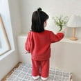thumbnail image 2 of HNMKIU Boys Girls Flannel Clothes Long Sleeve Pants Winter Warm Soft Fuzzy Homewear Pajama Set for Children Kids 02_Red,6-12 Months, 2 of 9