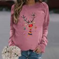thumbnail image 2 of miqiqism Merry Christmas Shirt for Women Comfy Crewneck Funny Reindeer Graphic Sweatshirt Juniors Casual Holiday Long Sleeve Tops Slim Fit Tunic Blouses,Pink,X-Large, 2 of 4