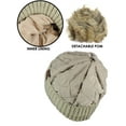 thumbnail image 4 of C.C Soft Quilted Puffer Detachable Faux Fur Pom Inner Lined Cuff Beanie Hat, Taupe, 4 of 4
