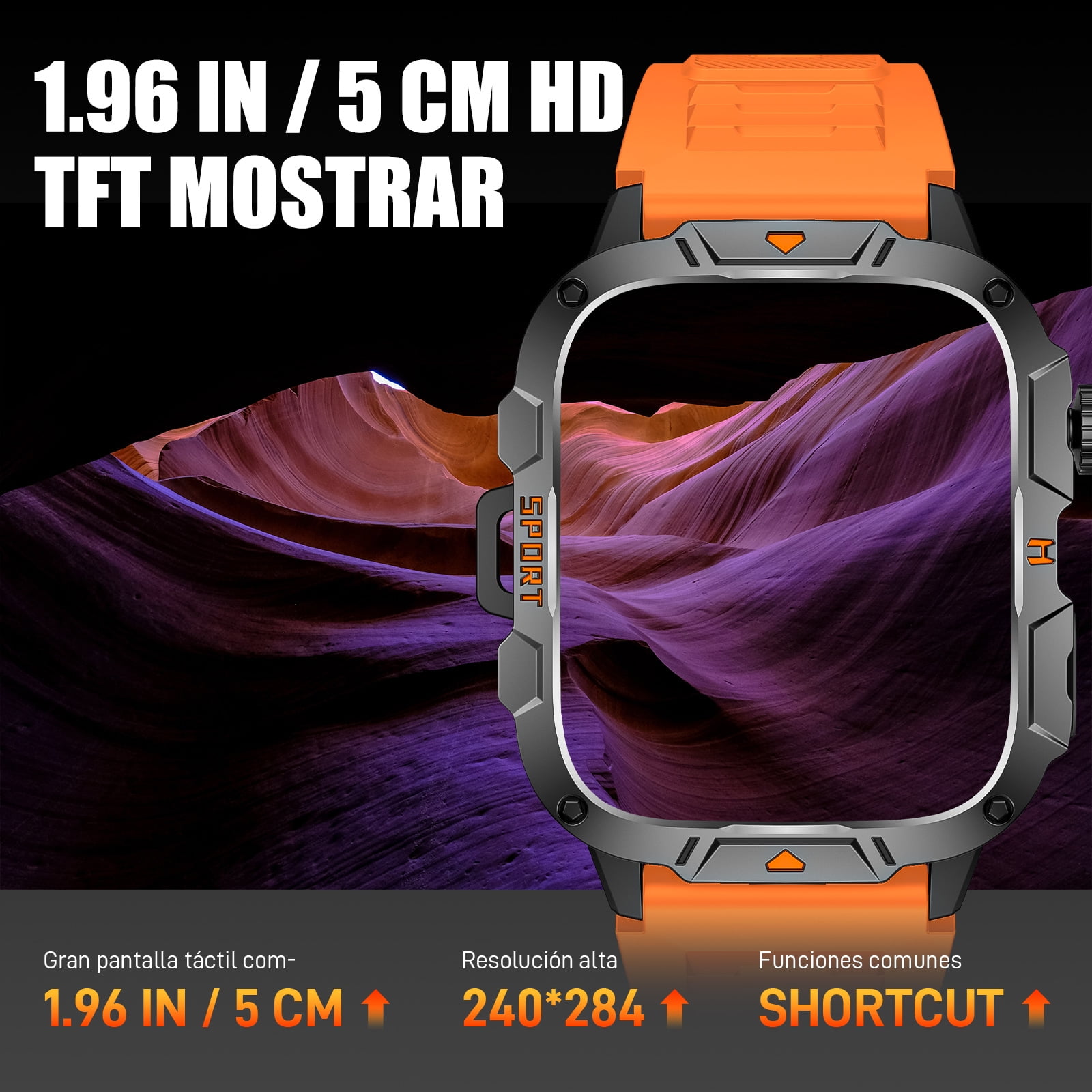 Cyberdyer Men's Smart Watch with LED Flashlight, 1.96" HD Screen, 100+ Sports Modes, 25-Day Standby, Compatible with iPhone & Android, Holiday Gift