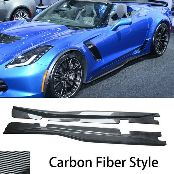NINTE Side Skirts Extensions for 2014-2019 Chevy Corvette C7 Z06 Style Carbon Fiber Look
