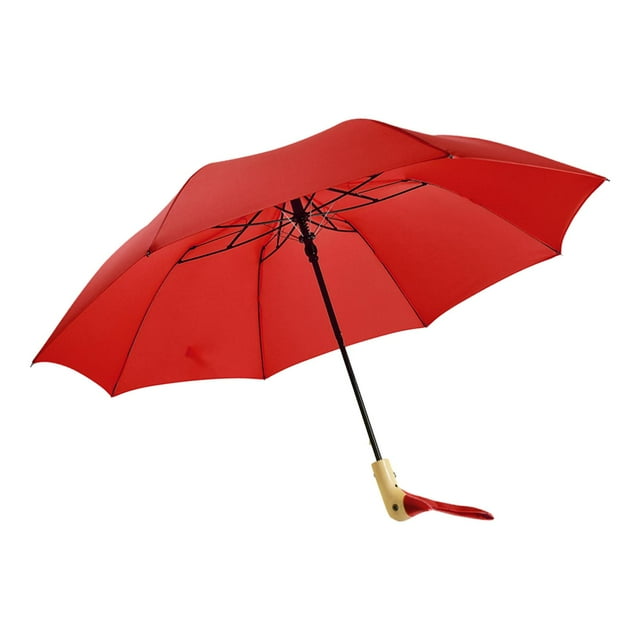 Parapluie de Voyage Pliant avec Poignée en Forme de Canard, Protection Solaire, Imperméable, pour Rouge