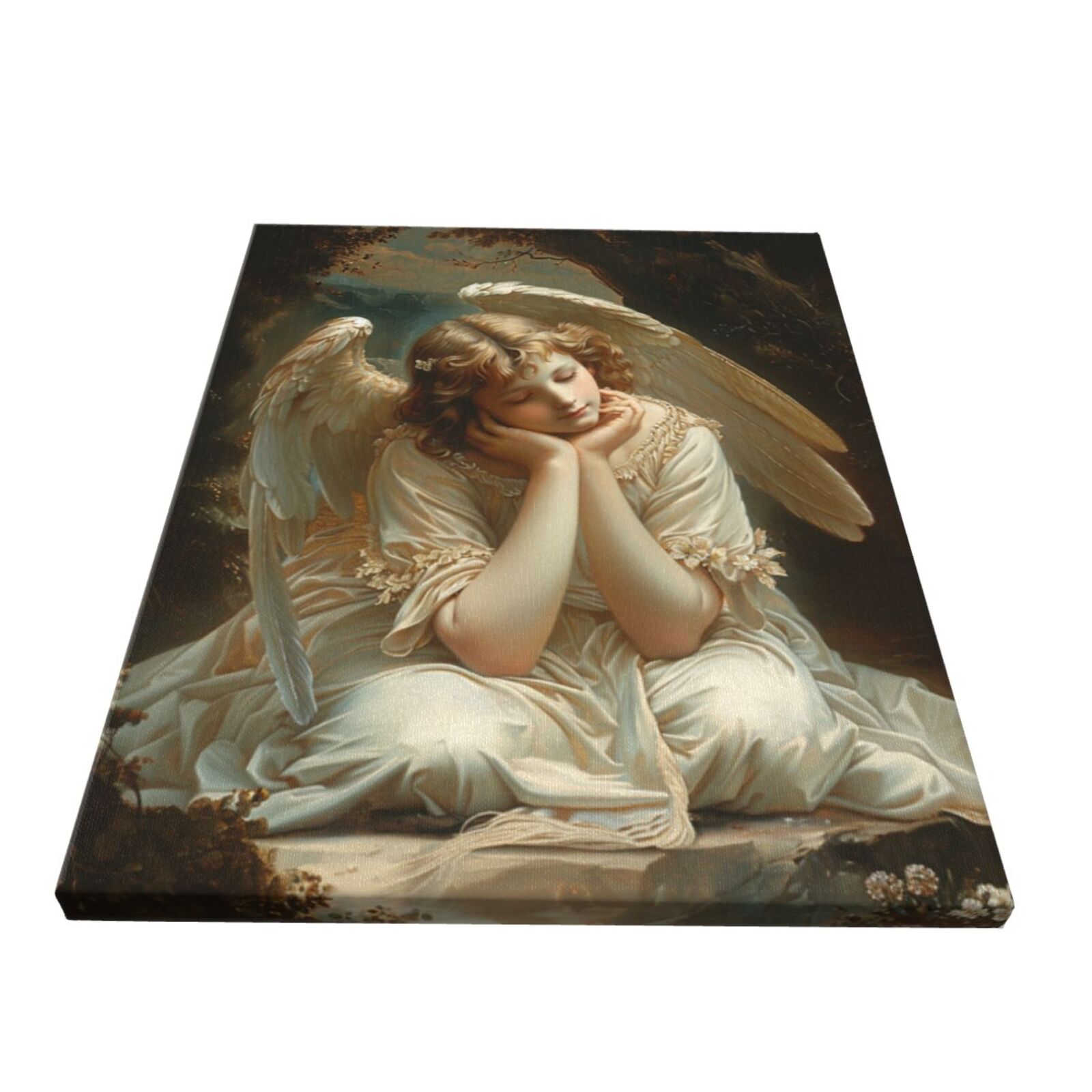 12x16 inch Picture Canvas Cute Angel Prayer,Apartment Bedroom,Prayer Room,Woman Cave Wall Decor Art Poster Prints,Gift For Believer,Vintage Angel Prayer Art Painting Canvas,For Bar,Cafes,Yard