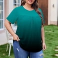 thumbnail image 6 of biudgviw Plus Size Tops for Women Gradient Short Sleeve Shirts Casual Pleated Crewneck Oversized T-Shirt Fashion Clothing, 6 of 7
