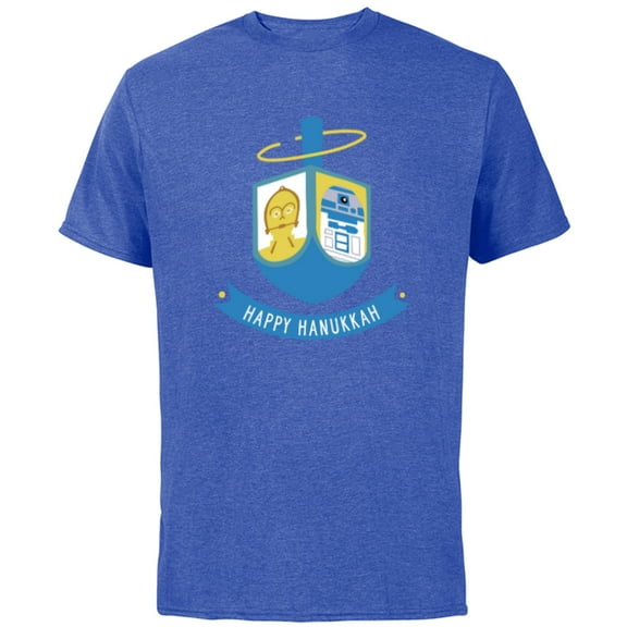 Star Wars R2-D2 and C-3PO Hanukkah Spinning Dreidel - Short Sleeve Cotton T-Shirt for Adults - Customized-Royal Heather