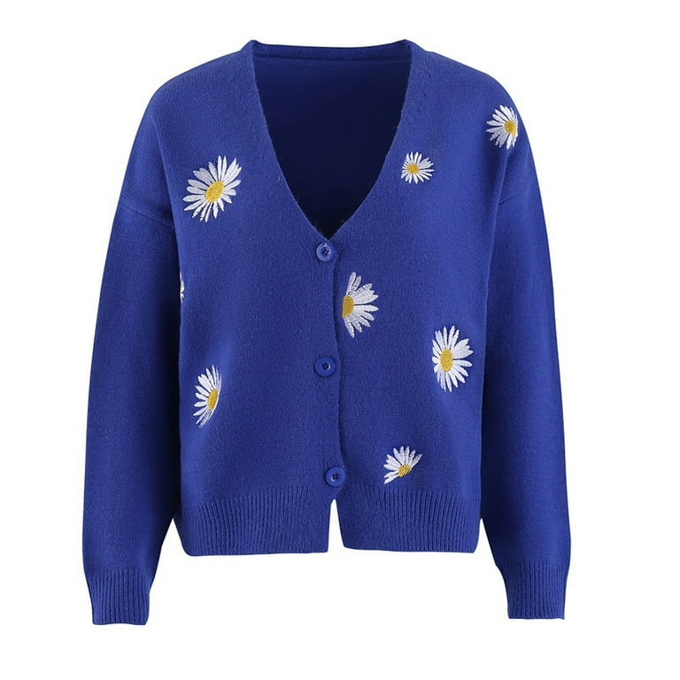 gakvbuo Cute Sweaters For Women Y2K Floral Print Knit gakvbuo Cute Sweaters For Women Y2K Floral Print Knit