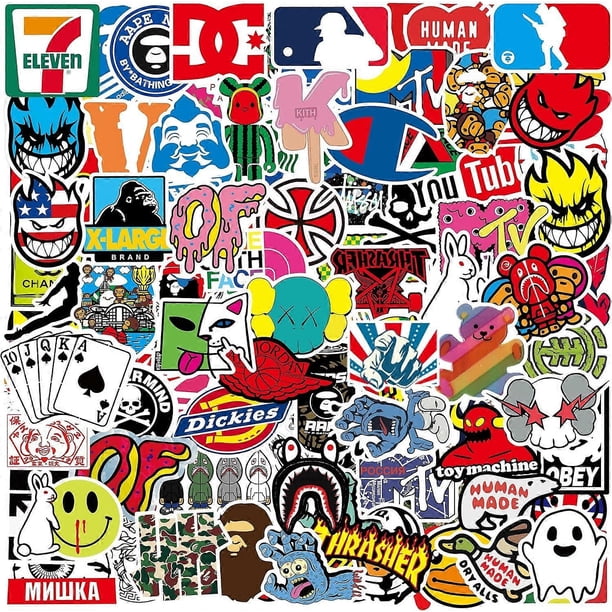 Cool Brand Stickers 100 Pack Teens Sticker Decals for Laptop Computer Skateboard Helmet Laptop Bicycle Hypebeast Bomb Stickers