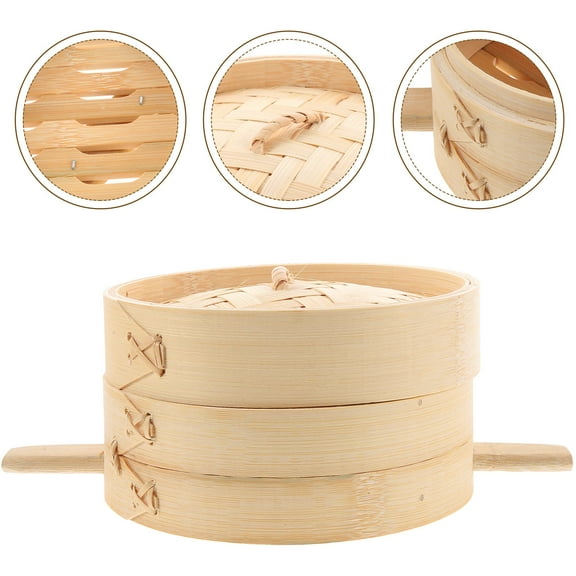 WRITWAA 1 Set of Bamboo Steamer Basket for Cooking Bamboo Material Compact Kitchen Tool