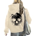 thumbnail image 4 of Women's Halloween Hooded Sweatshirts Skull Graphic Long Sleeve Drawstring Pullover Tops Skeleton Print Hoodie Shirts, 4 of 6