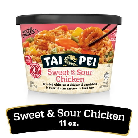Tai Pei Sweet & Sour Chicken with Vegetable Rice, Frozen Meal, 11 oz