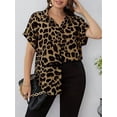 thumbnail image 6 of Cuteduck Womens Plus Size Blouses Leopard Print Button Down Loose Fit Casual Short Sleeve Top 1X-5X, 6 of 7
