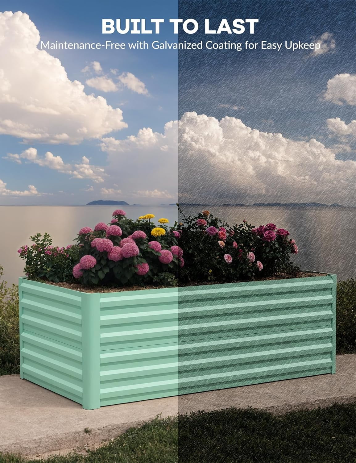 GOGRANT Raised Garden Bed Kit, Deep Root Planter Box, Rust Resistant, Green