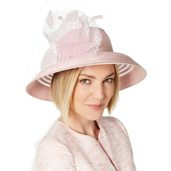 August Hat Women’s Sheer-Stripe Romantic Hats, Pastel Pink, One Size