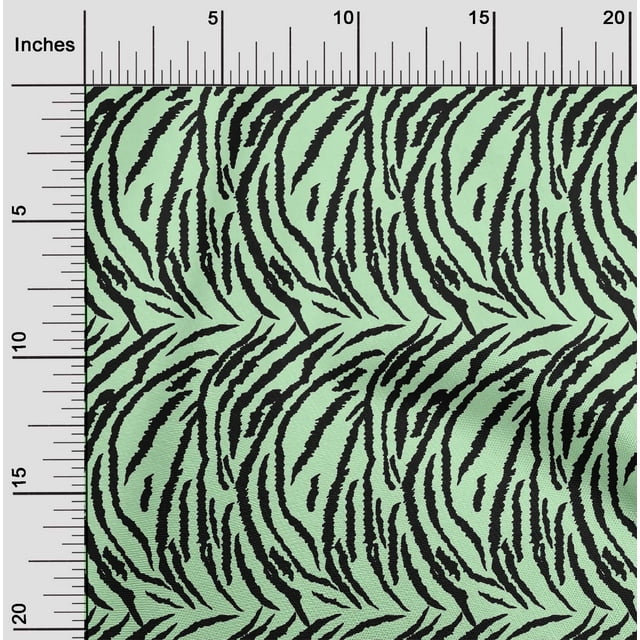 oneOone Silk Tabby Mint Fabric Tiger Animal Skin Sewing Craft Projects Fabric Prints By Yard 42 Inch Wide