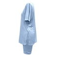 thumbnail image 7 of Tanghaowl Short Sets for Women, Women Casual Solid Round Neck Short Sleeve Summer High Slit Top Shirt Shorts Set Women's Shorts Suit 2 Piece Matching Set Blue S, 7 of 7