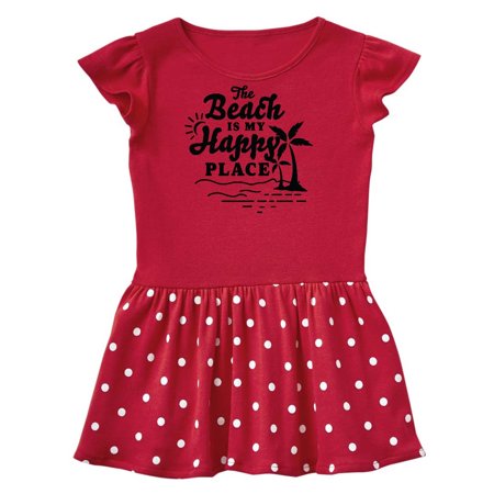 

Inktastic The Beach is My Happy Place with Palm Trees Gift Toddler Girl Dress
