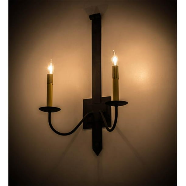 Meyda 166556 15 In Primitive 2 Light Wall Sconce 44 Costello Black Walmart Com Walmart Com