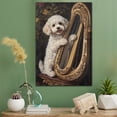thumbnail image 2 of Lagotto Romagnolo Cute Dog Harp Stretched Canvas Size 8x12 – Retro Lagotto Romagnolo Dog Batter in Action With Harp for Themed Living Room, 2 of 5