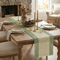thumbnail image 3 of Sm:)e Rustic Farmhouse Sage Green Paper Braided Table Runner 12x120 Inch, Seasonal Spring Woven Decoration for Kitchen Dining, Home & Party Use, 3 of 6