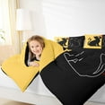thumbnail image 4 of jejeloiu Cute Cartoon Cat Queen Comforter Set,Kawaii Kitten Loves Bedding Sets,Yellow Black Bedding Comforter Set For Girls Kids,Breathable Home Decor Reversible,3pcs, 4 of 8