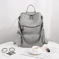 thumbnail image 2 of UTO Fashion Backpack Purse for Women Vegan Leather Ladies Large Shoulder Bag Convertible Travel Bag with Pouch(Light Grey), 2 of 8