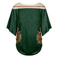 thumbnail image 5 of Mexico 2026 Soccer Cup Style V-Neck Tunic for Women, Short Sleeve Loose Fit Top with Gold Letter & Flame Graphic, Lightweight Breathable Jersey, 1 PC Dark Green XXL, 5 of 5