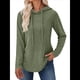 thumbnail image 3 of Sudadera con Capucha de Punto Acanalado Suave para Mujer, Suéter de Larga, Sudadera Ligera y Acogedora para Otoño. Verde L, 3 of 6